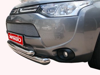 14 799 р. Защита переднего бампера WINBO (Ø76 и 63 мм, нержавейка)  Mitsubishi Outlander ( XL,  GF) (2010-2014). Увеличить фотографию 1